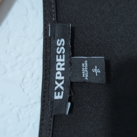 EXPRESS Satin Black Flutter Sleeve Wrap Front Bodysuit Women's Size Small - Picture 6 of 13